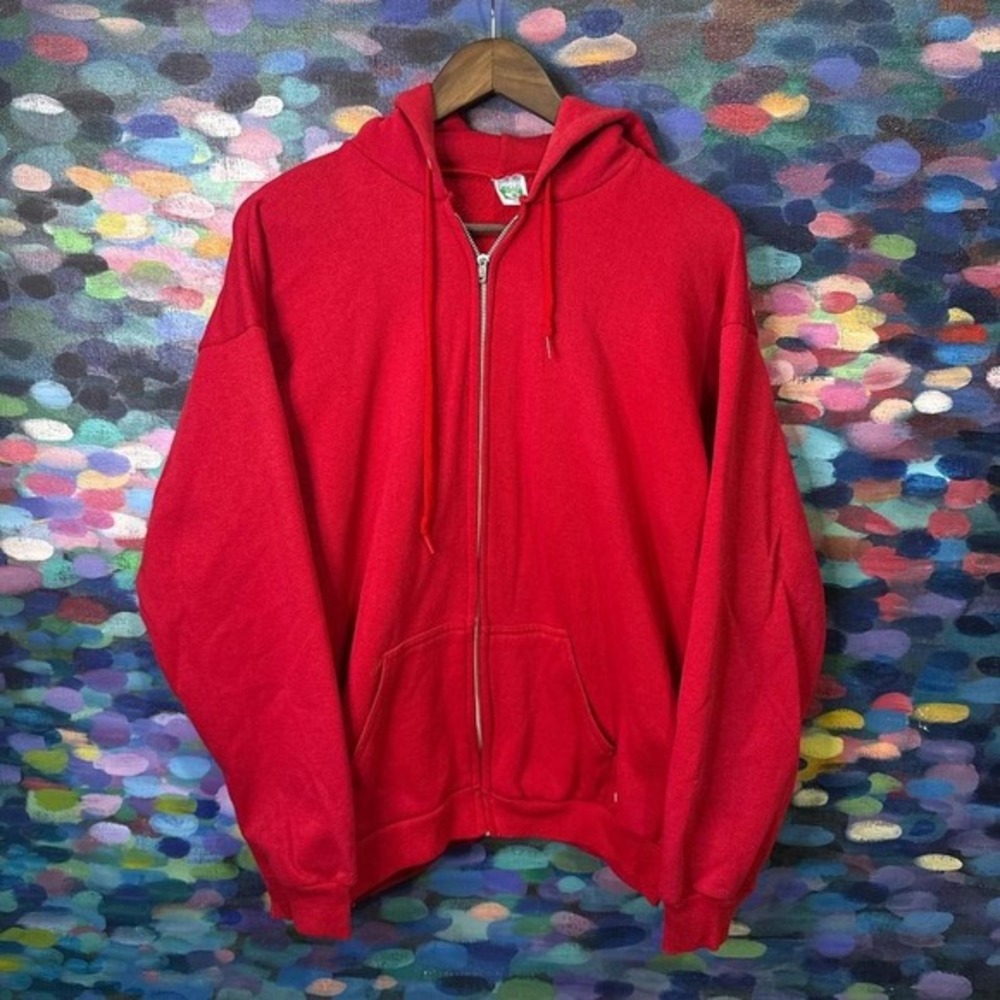 Vintage 90s red discus athletic zip‎ up hoodie  Size L made in USA